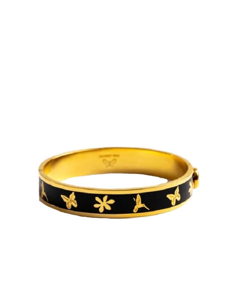 Front of a size O/S Garden Hinged Bracelet in Black in Black by Johnny Was. | dia_product_style_image_id:330241
